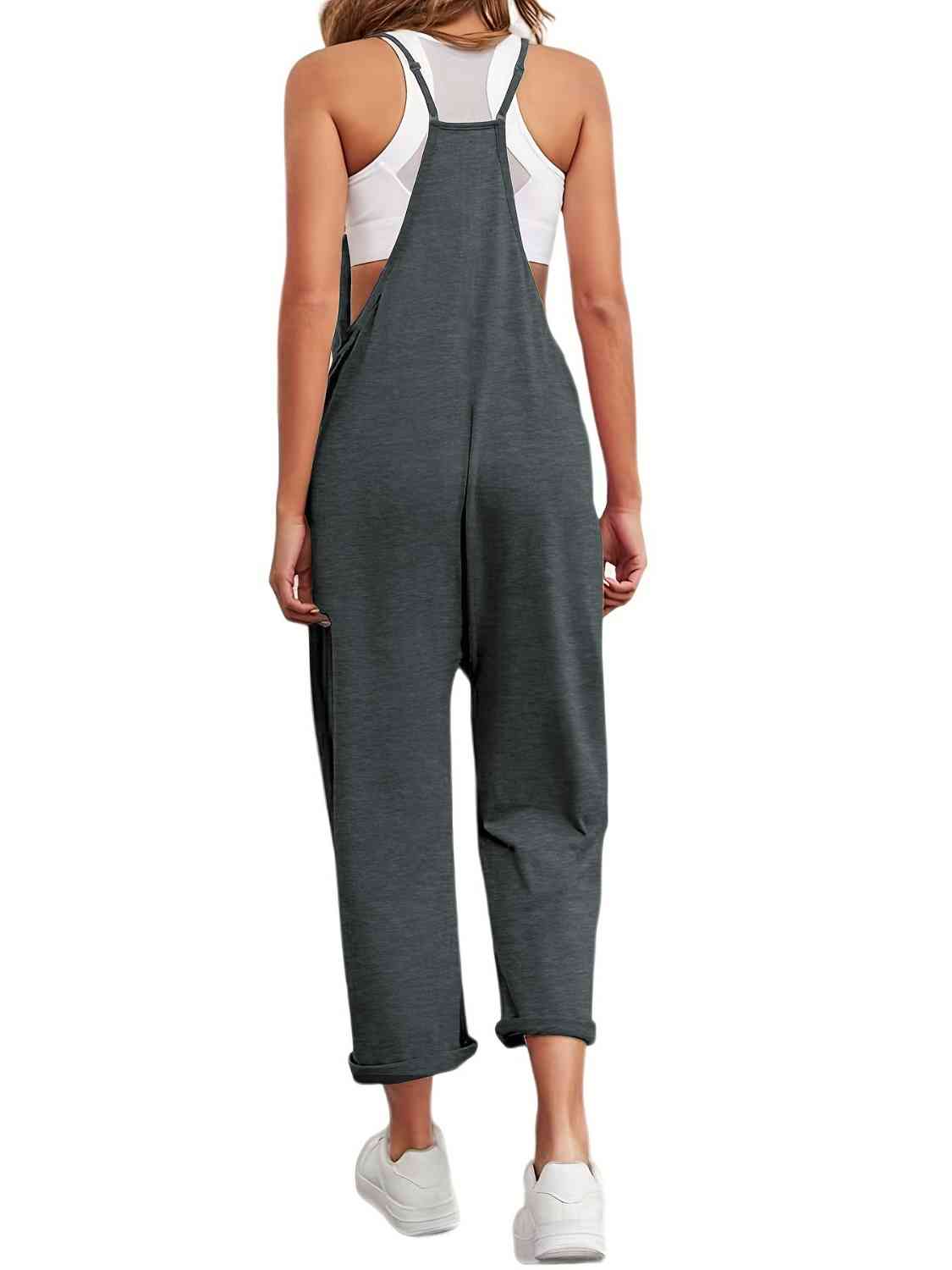 Full Size Spaghetti Strap Straight Leg Jumpsuit with Pockets - Athleuse