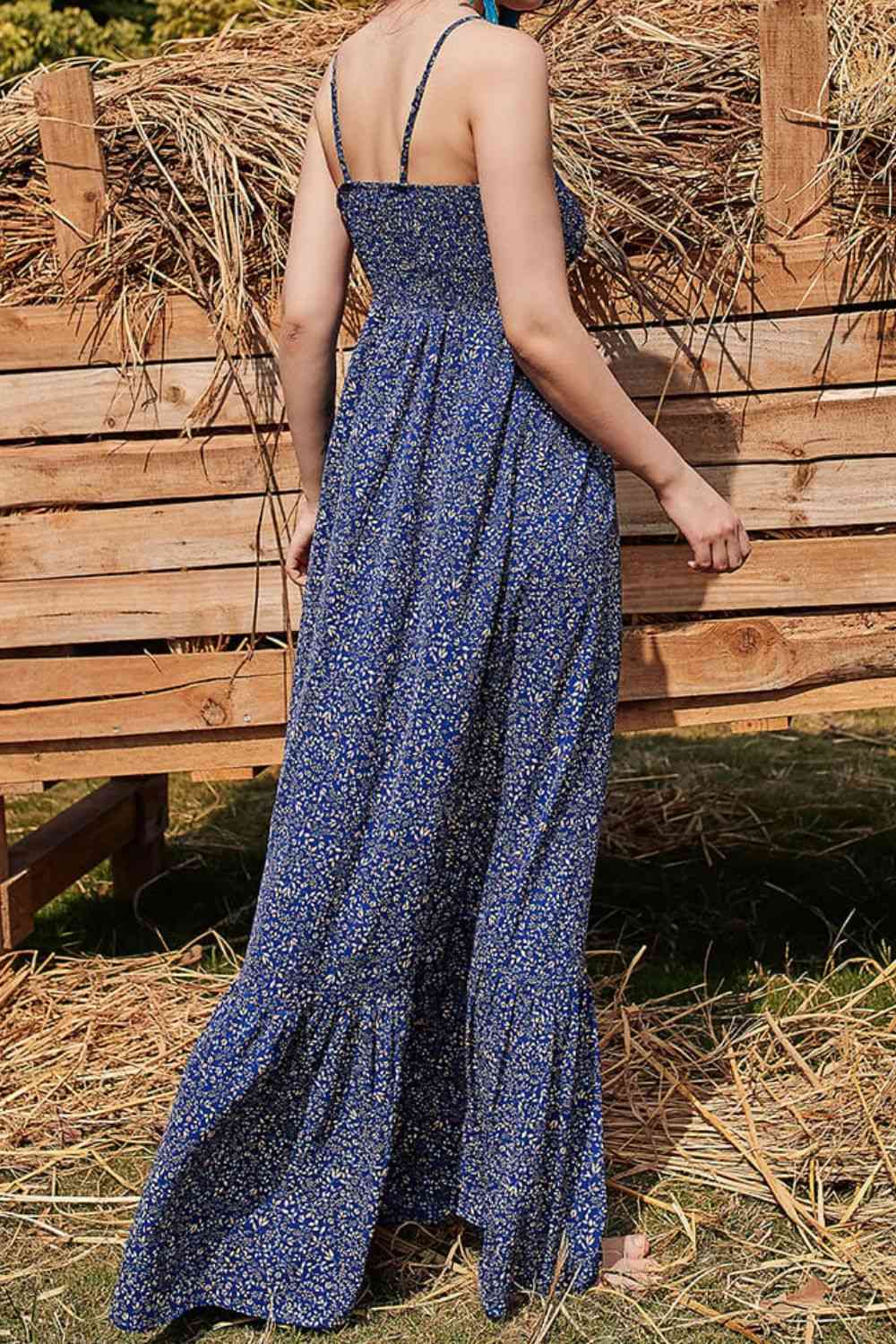 Ditsy Floral Spaghetti Strap Maxi Dress - Athleuse