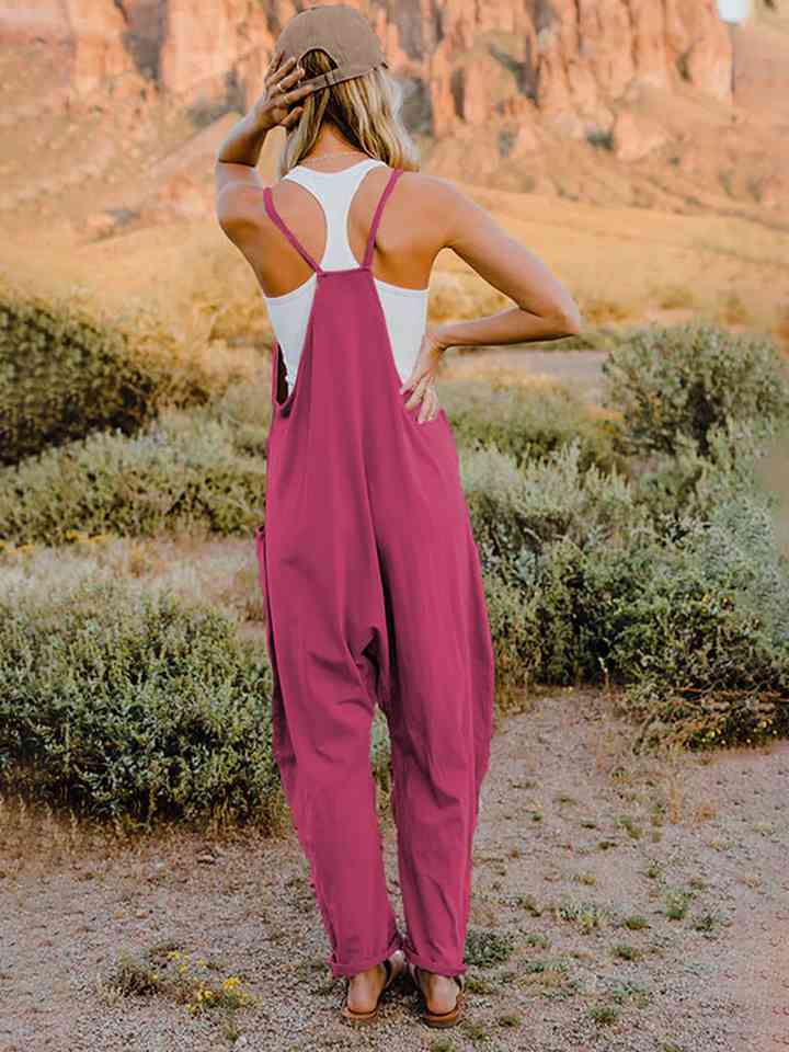 Double Take Full Size Sleeveless V-Neck Pocketed Jumpsuit - Athleuse