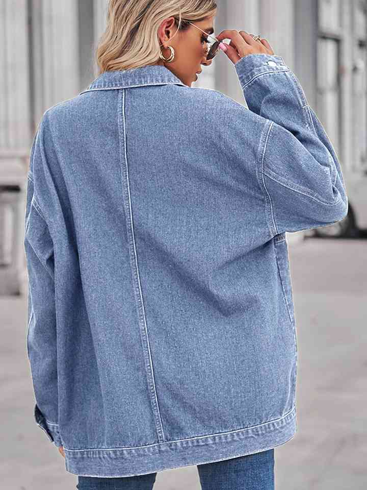 Dropped Shoulder Denim Jacket - Athleuse