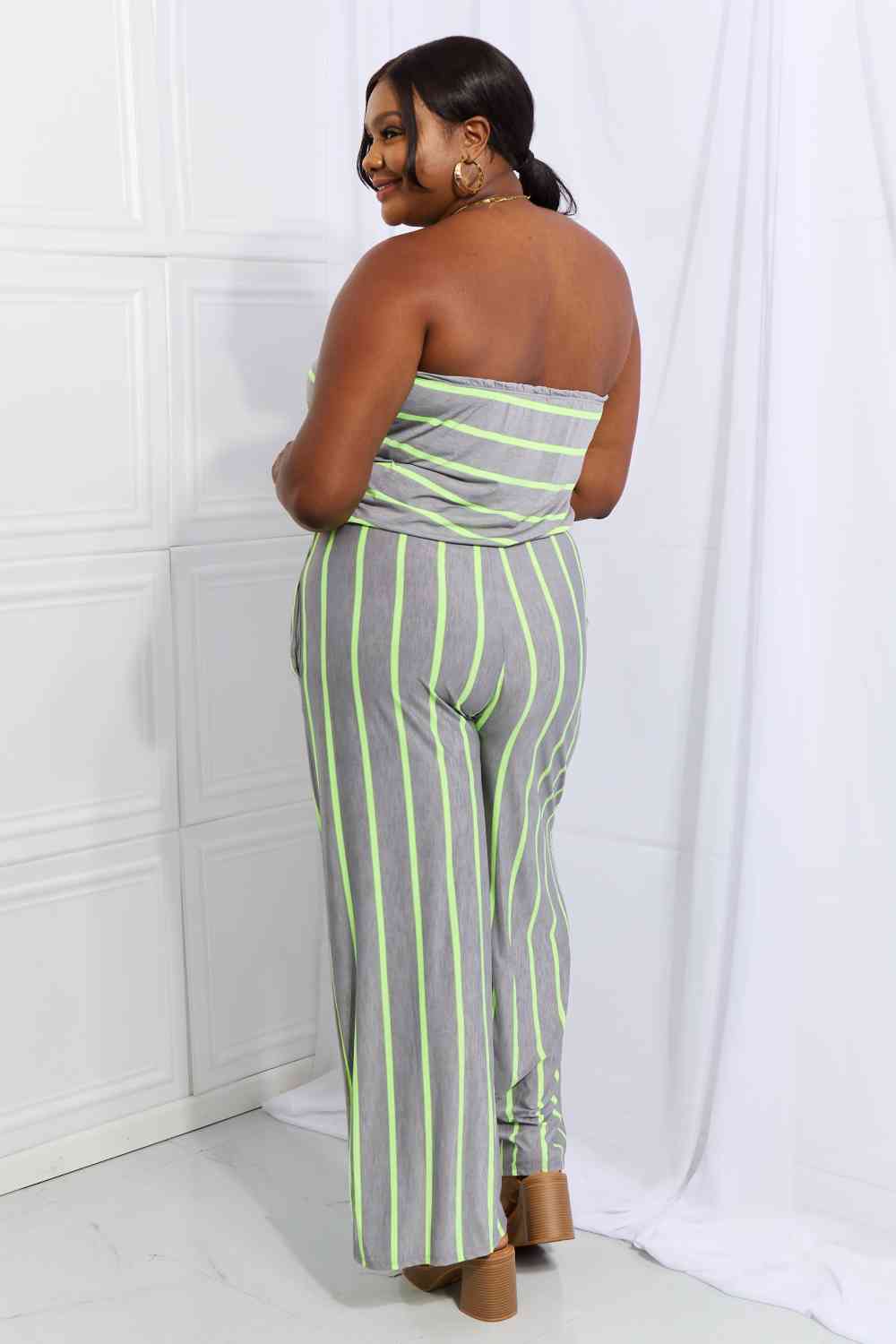 Sew In Love Pop Of Color Full Size Sleeveless Striped Jumpsuit - Athleuse