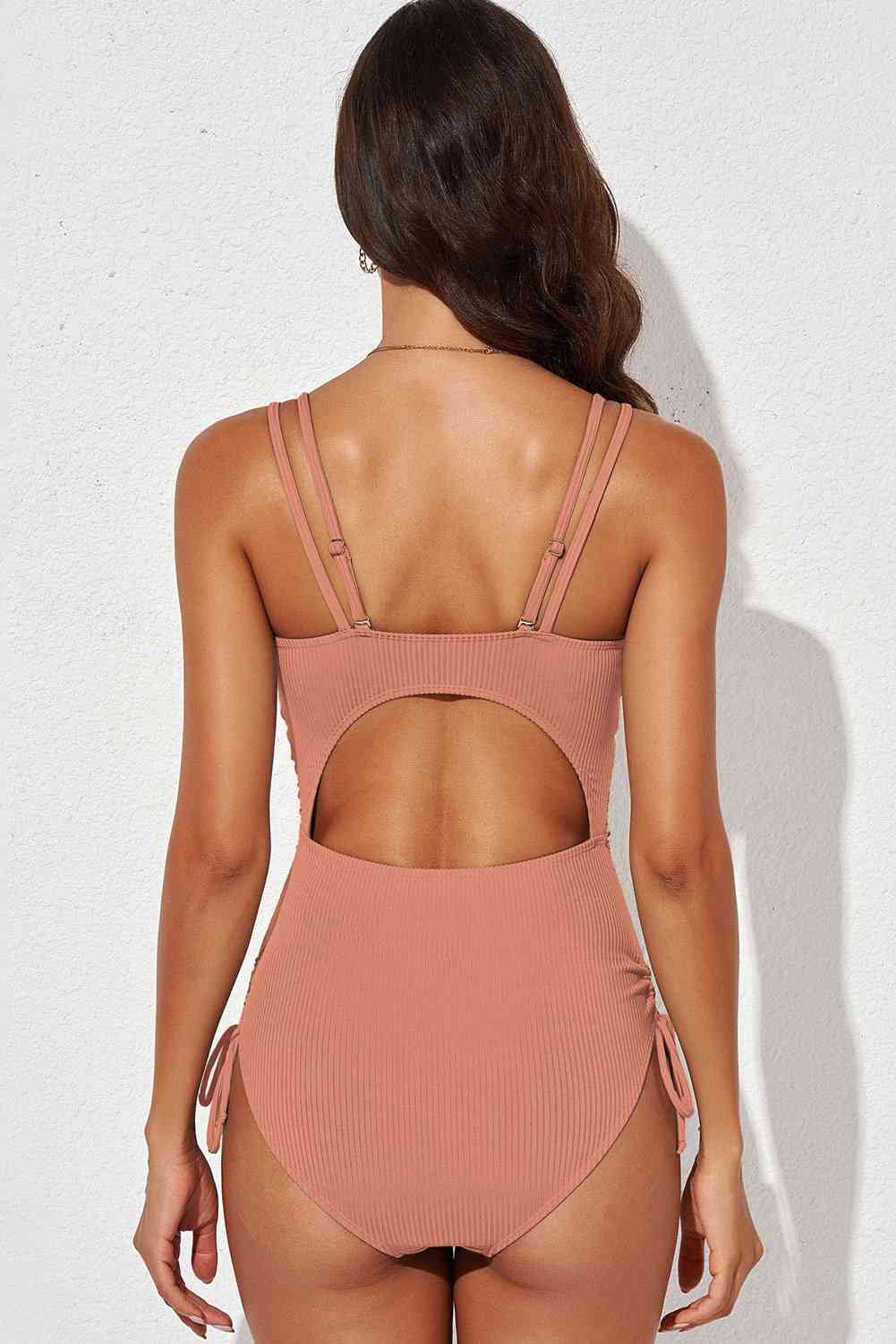 Tied Cutout Plunge One-Piece Swimsuit - Athleuse