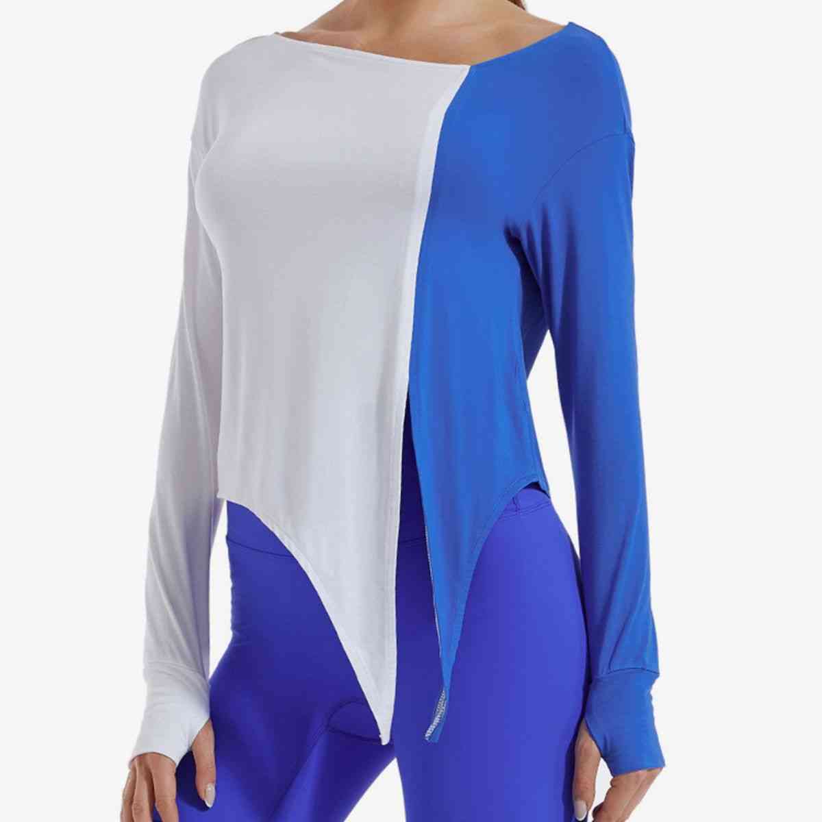 Contrast Slit Sports Top - Athleuse