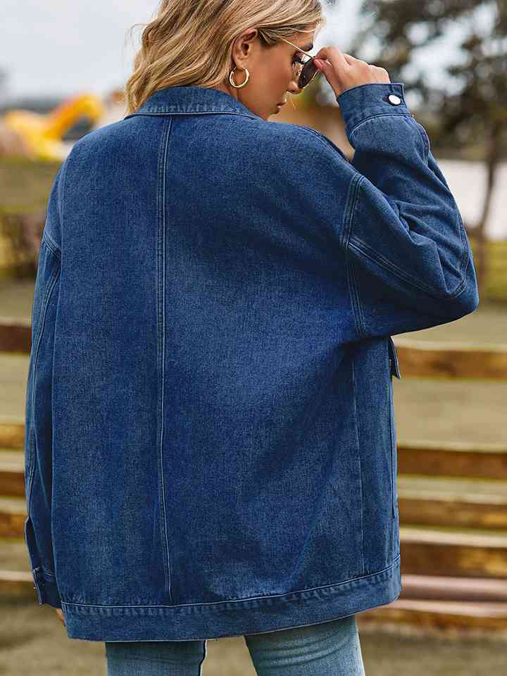 Dropped Shoulder Denim Jacket - Athleuse