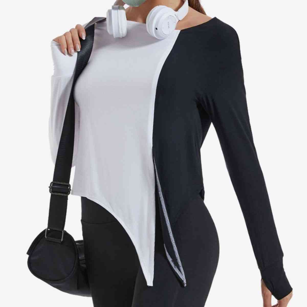 Contrast Slit Sports Top - Athleuse