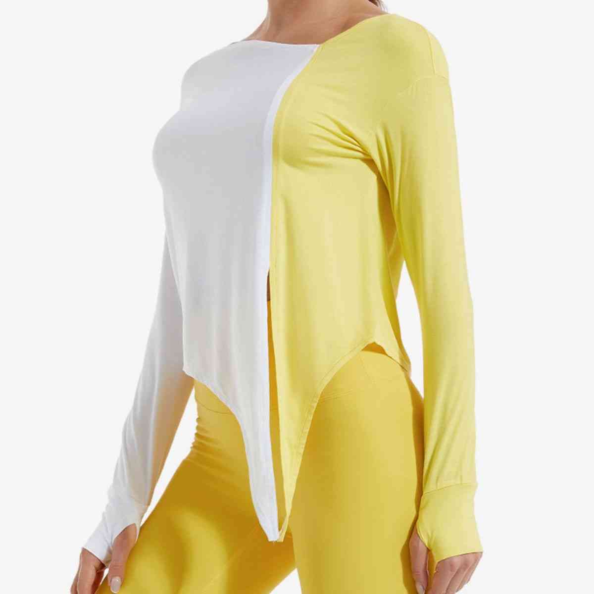 Contrast Slit Sports Top - Athleuse