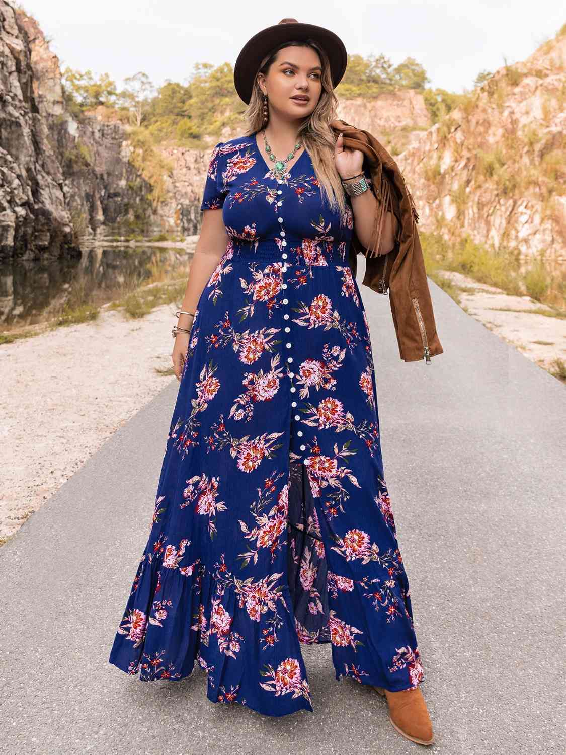 Plus Size V-Neck Maxi Dress - Athleuse