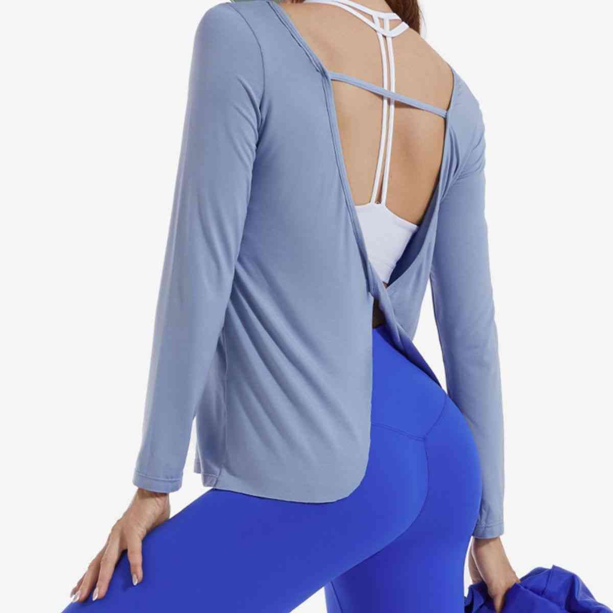 Twisted Open Back Sports Top - Athleuse