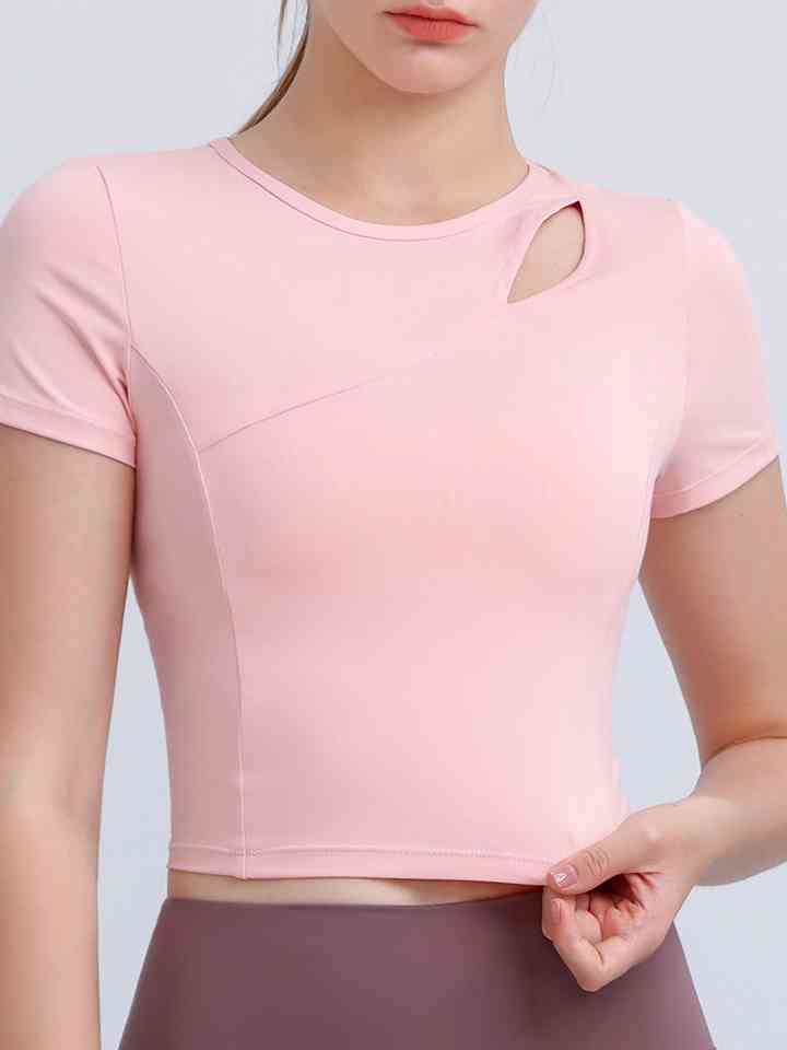 Round Neck Short Sleeve Active Top - Athleuse