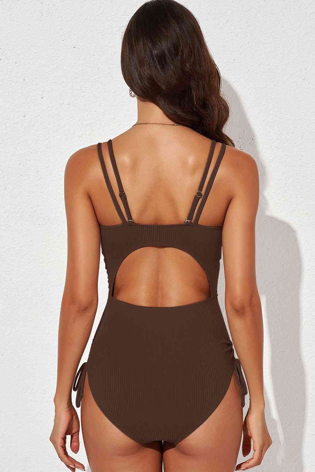 Tied Cutout Plunge One-Piece Swimsuit - Athleuse