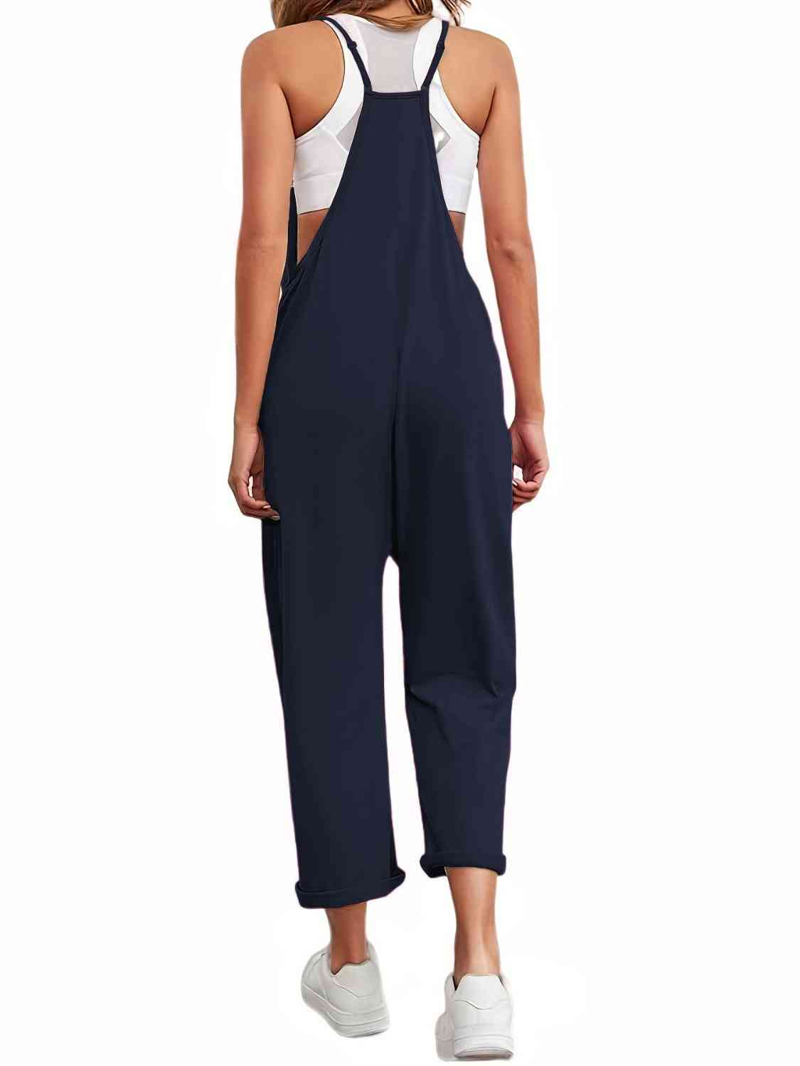 Full Size Spaghetti Strap Straight Leg Jumpsuit with Pockets - Athleuse