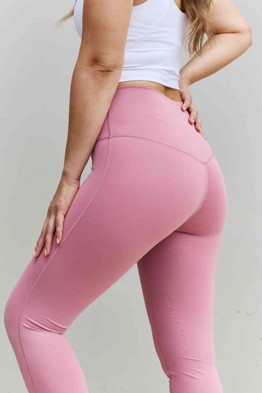 Zenana Fit For You Full Size High Waist Active Leggings in Light Rose - Athleuse