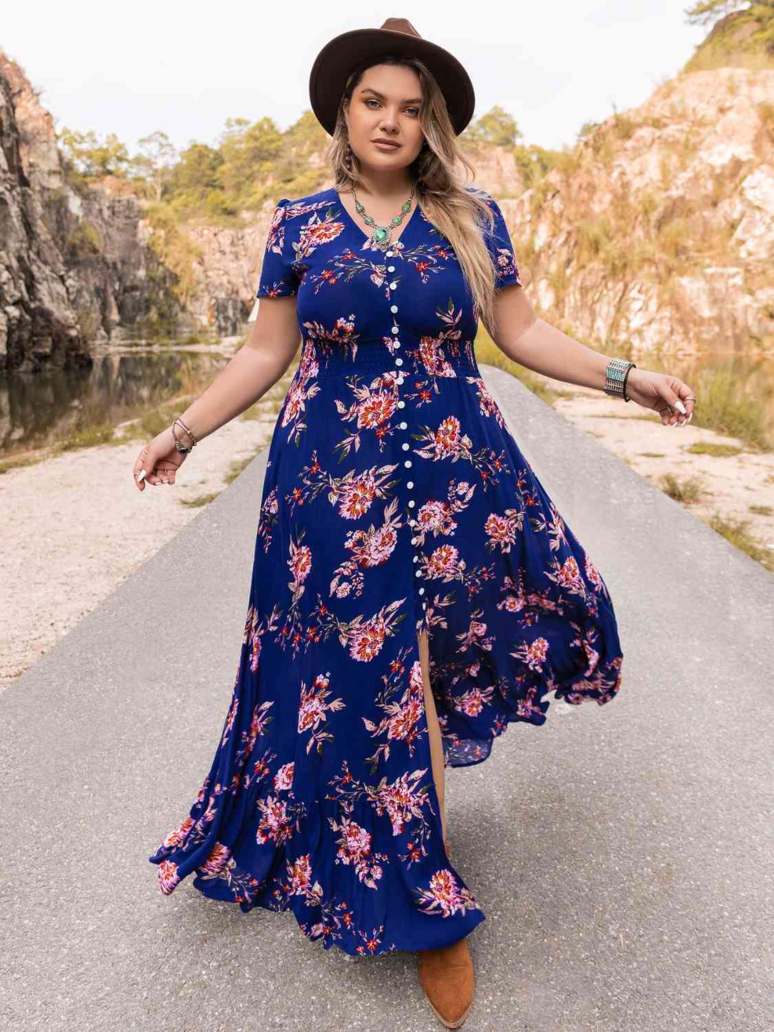 Plus Size V-Neck Maxi Dress - Athleuse