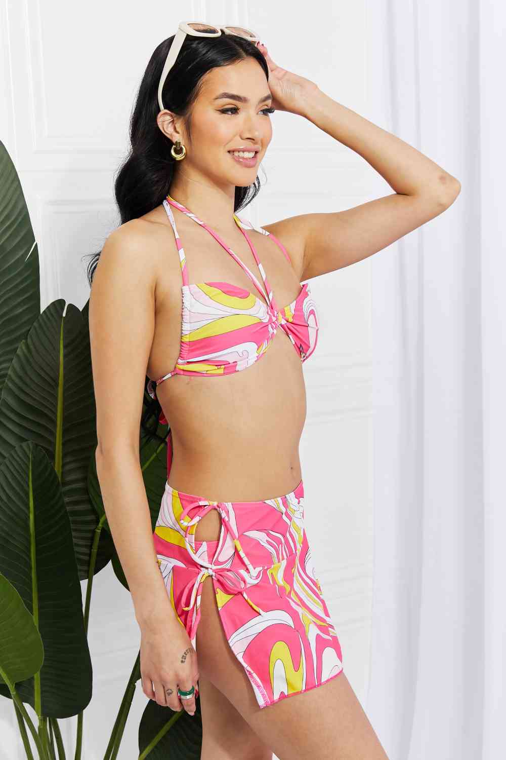 Marina West Swim Disco Dive Bandeau Bikini and Skirt Set - Athleuse