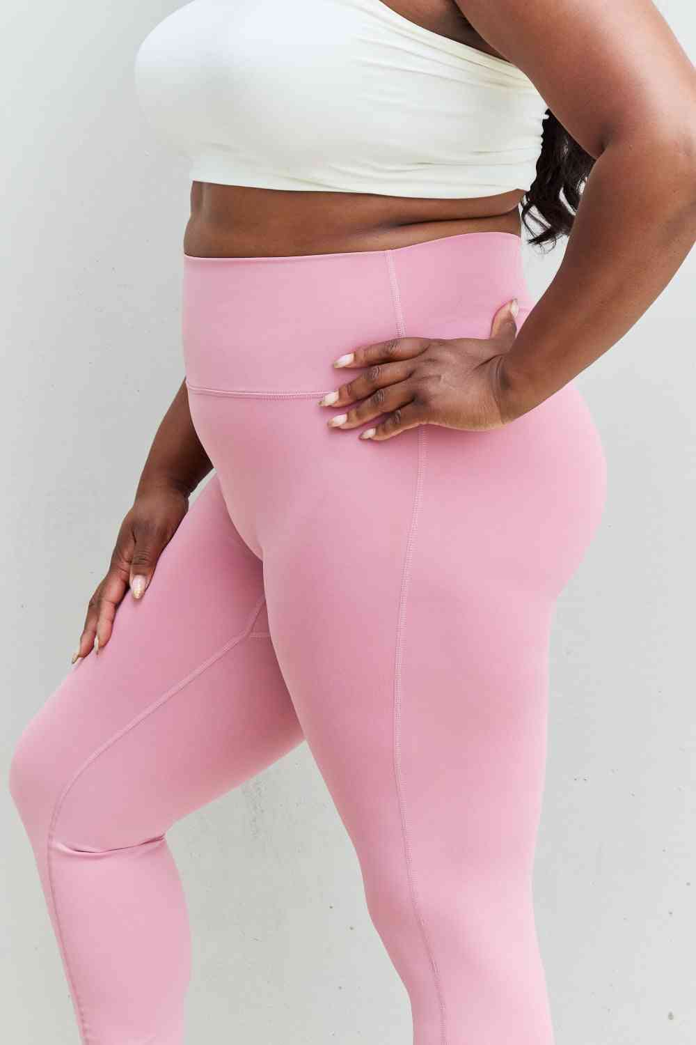 Zenana Fit For You Full Size High Waist Active Leggings in Light Rose - Athleuse