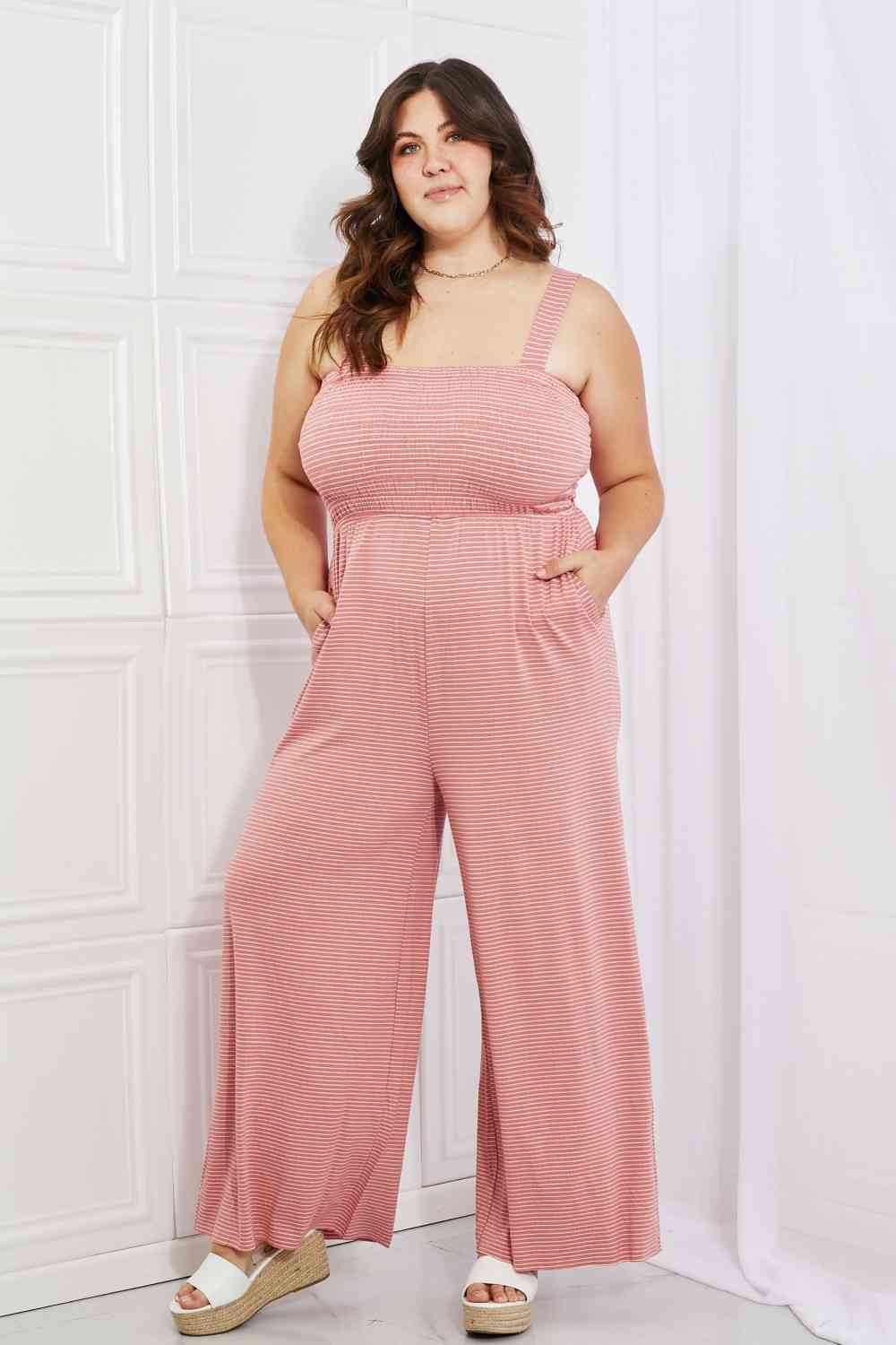 Zenana Only Exception Full Size Striped Jumpsuit - Athleuse