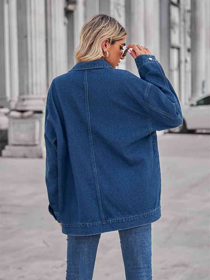 Dropped Shoulder Denim Jacket - Athleuse