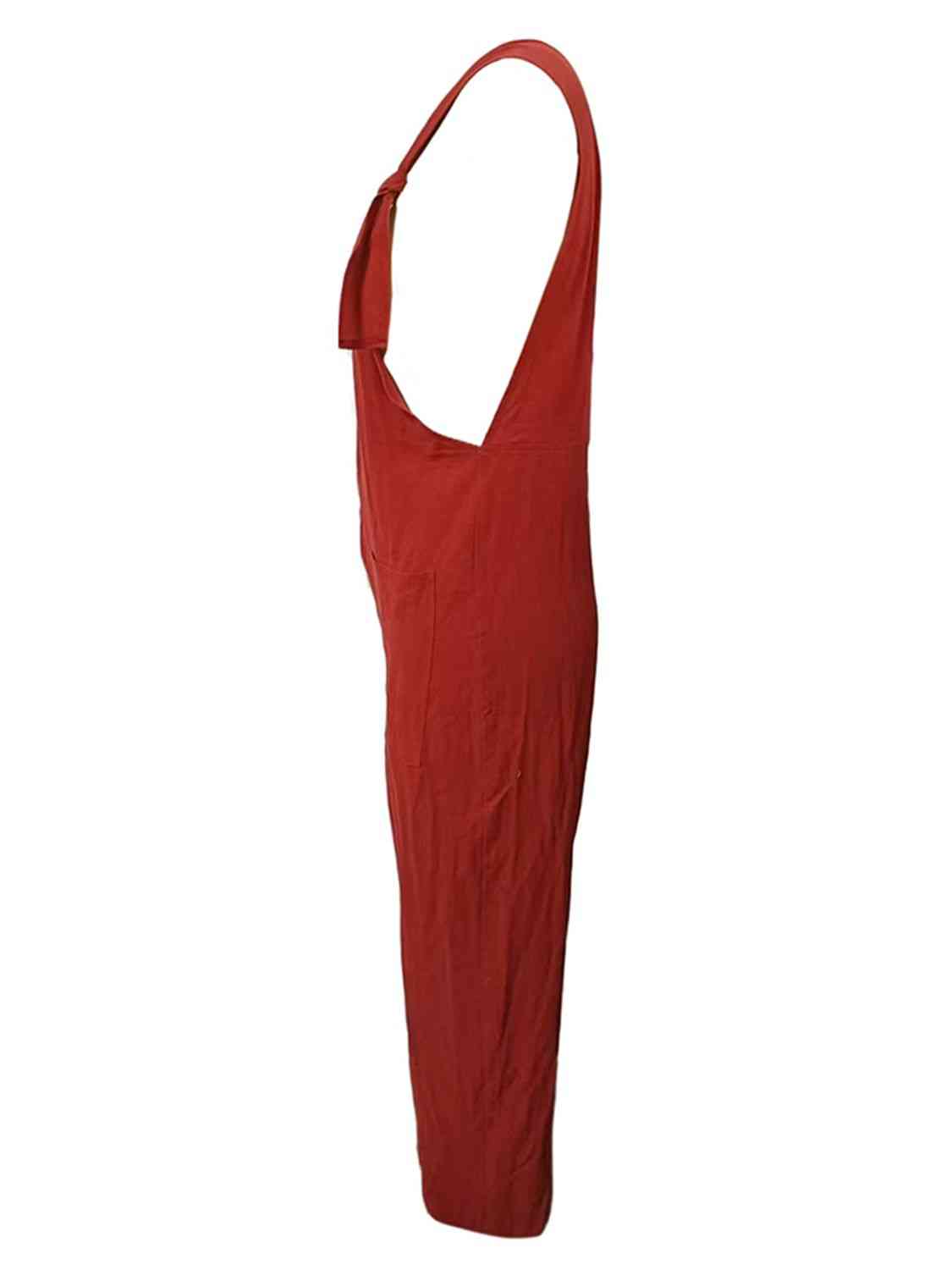 Sleeveless Straight Neck Pocketed Jumpsuit - Athleuse