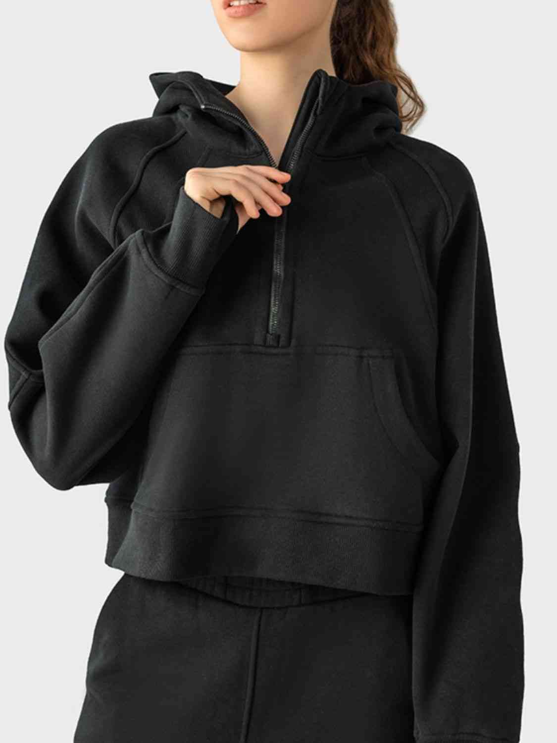 Half-Zip Long Sleeve Sports Hoodie - Athleuse