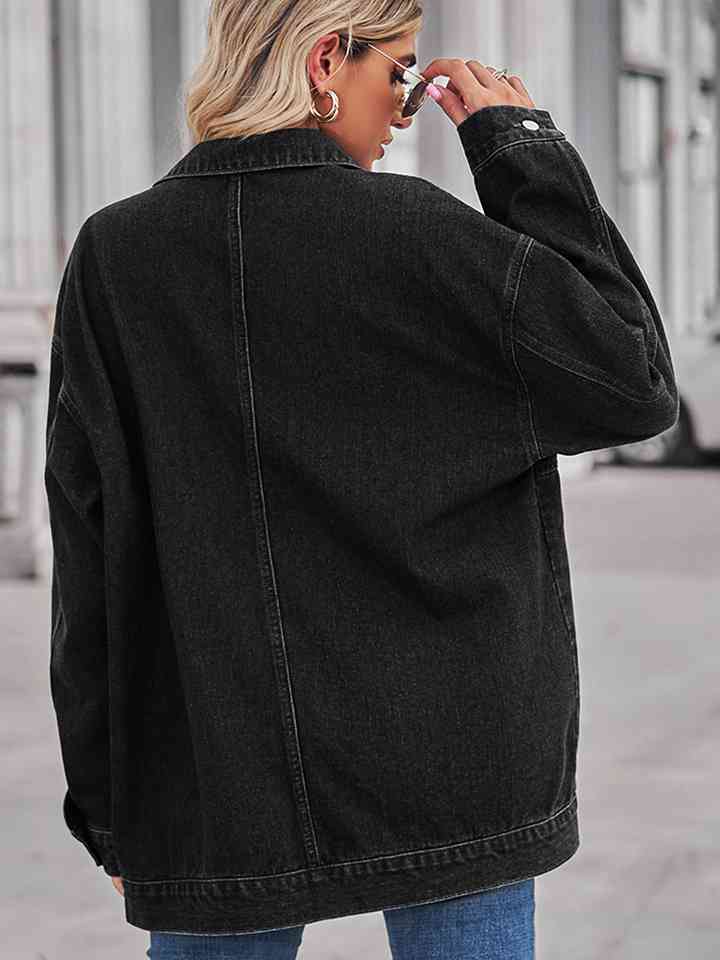 Dropped Shoulder Denim Jacket - Athleuse