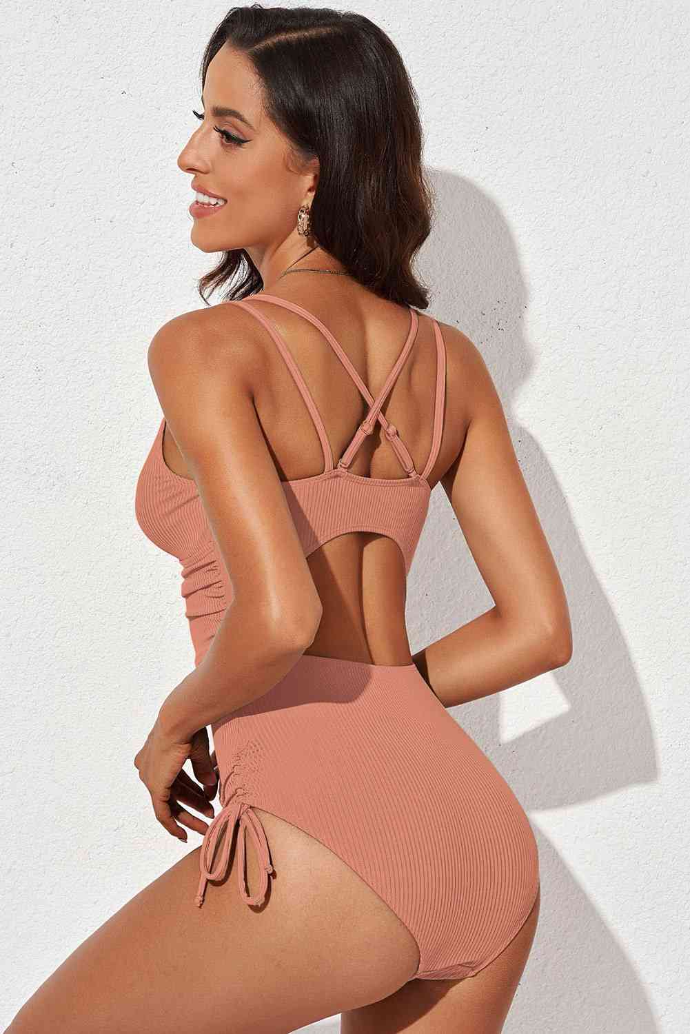 Tied Cutout Plunge One-Piece Swimsuit - Athleuse