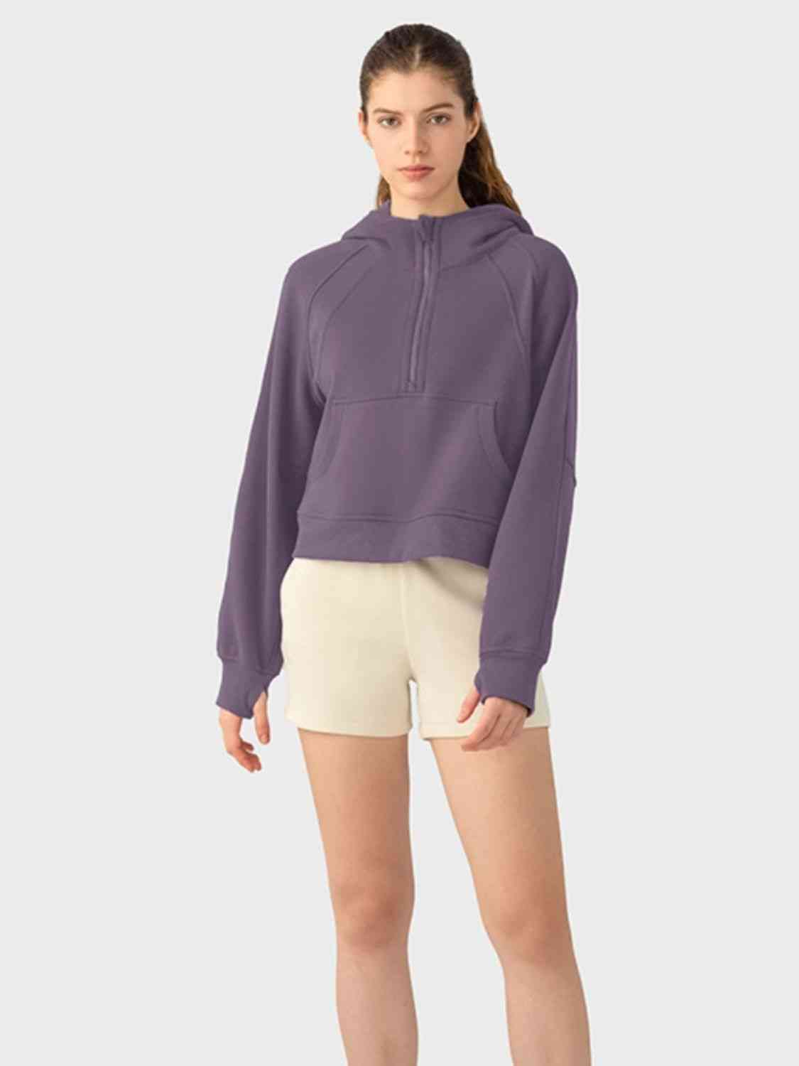 Half-Zip Long Sleeve Sports Hoodie - Athleuse