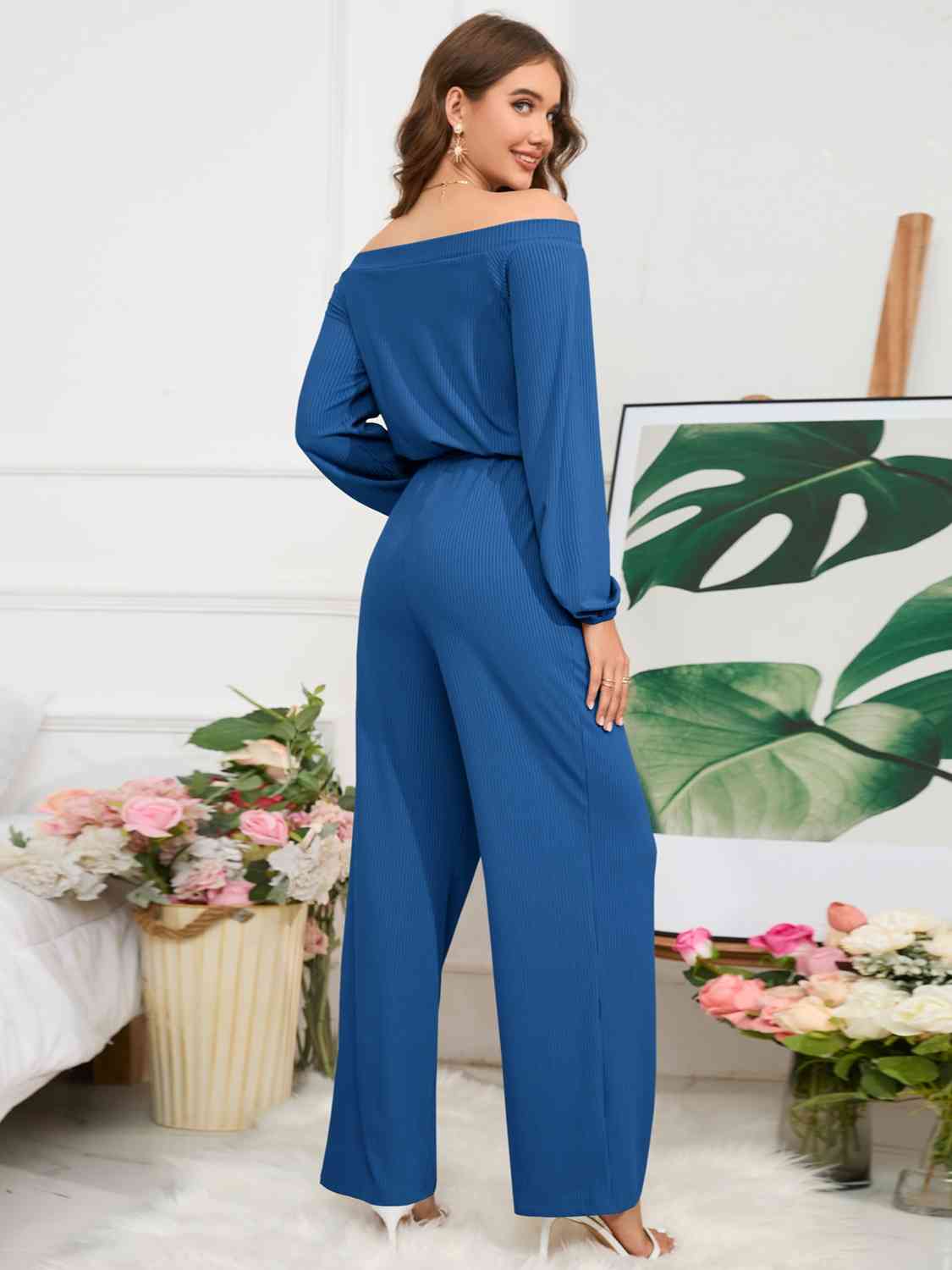 Off-Shoulder Straight Leg Jumpsuit - Athleuse