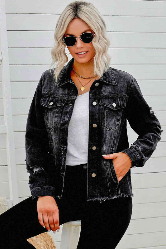 distressed-denim-jacket - Athleuse