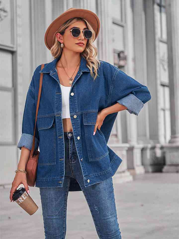 drop-shoulder-denim-jacket - Athleuse