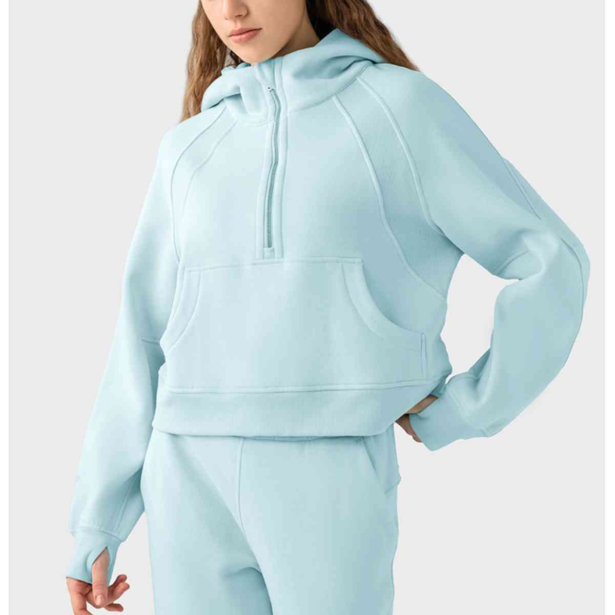 Half-Zip Long Sleeve Sports Hoodie - Athleuse