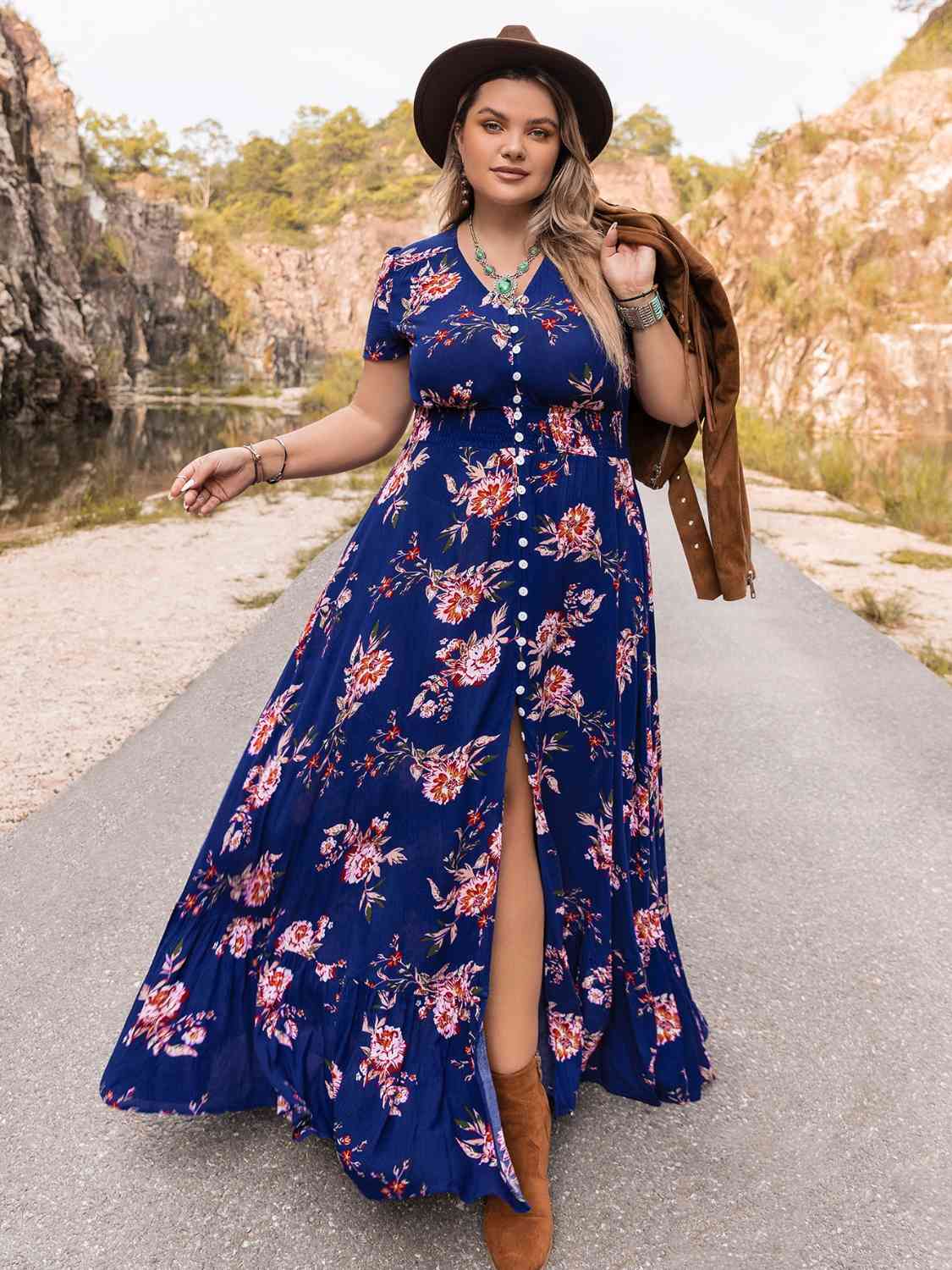 Plus Size V-Neck Maxi Dress - Athleuse