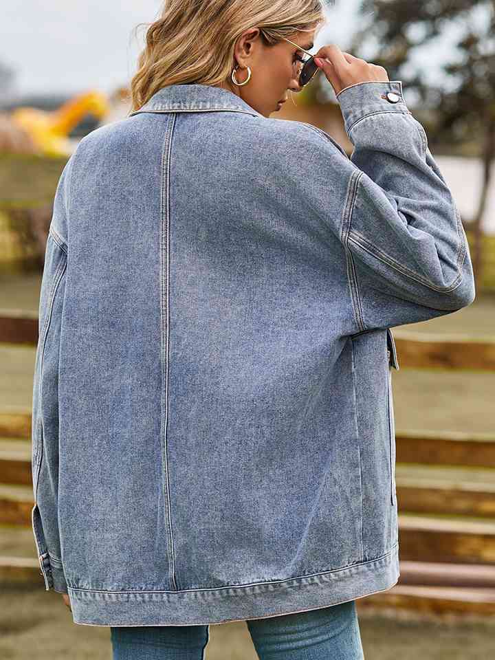 Dropped Shoulder Denim Jacket - Athleuse