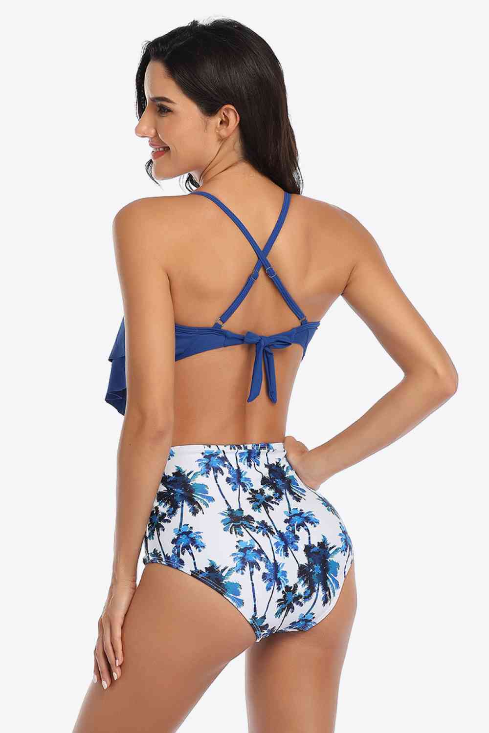 Botanical Print Ruffled Two-Piece Swimsuit - Athleuse