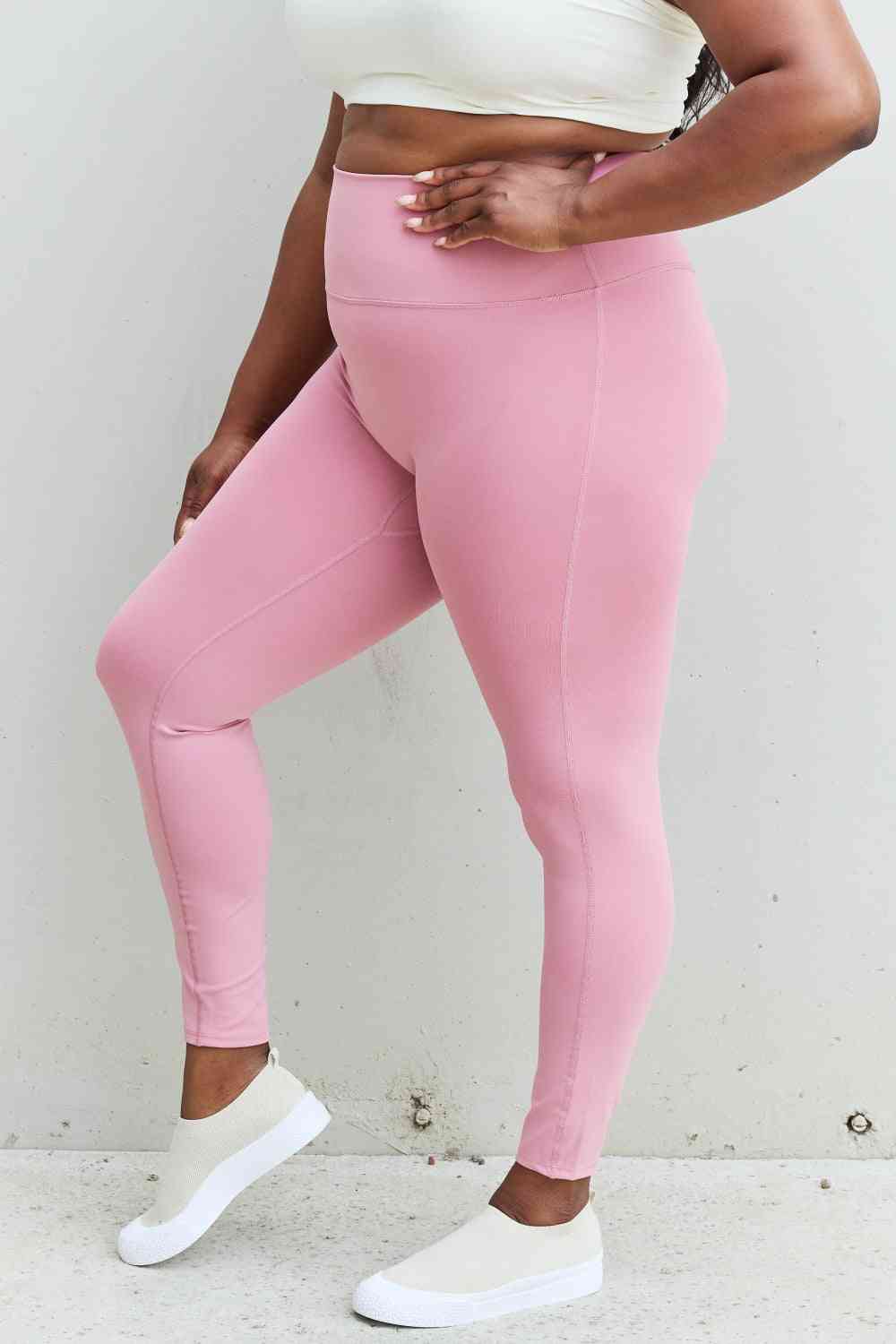 Zenana Fit For You Full Size High Waist Active Leggings in Light Rose - Athleuse