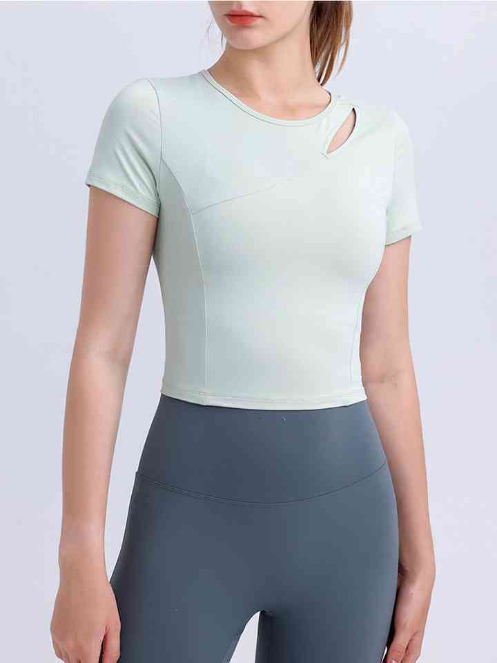 Round Neck Short Sleeve Active Top - Athleuse