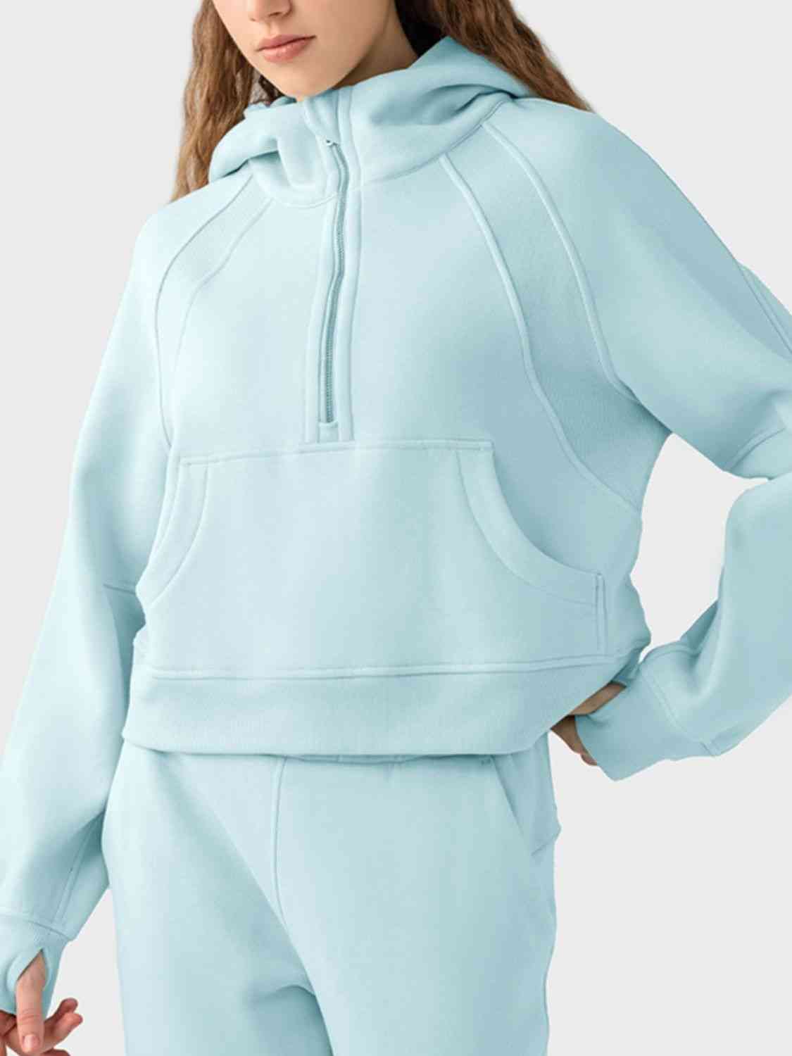 Half-Zip Long Sleeve Sports Hoodie - Athleuse