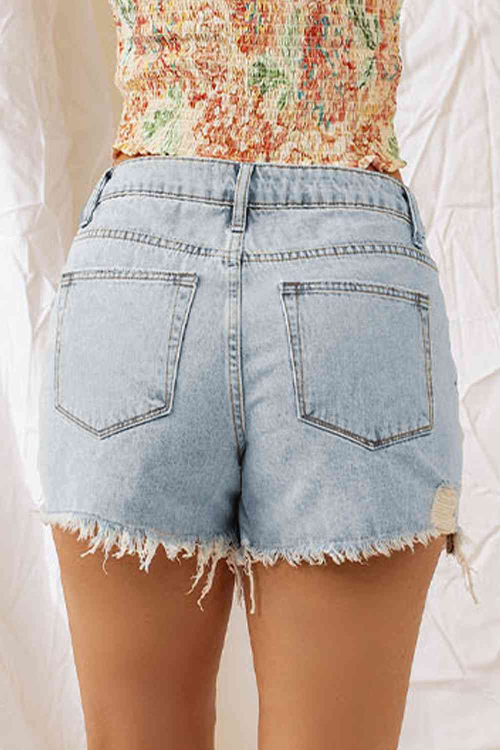 Distressed Denim Shorts - Athleuse