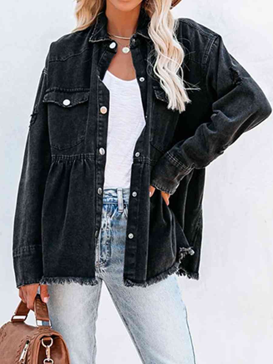 raw-hem-distressed-denim-jacket - Athleuse