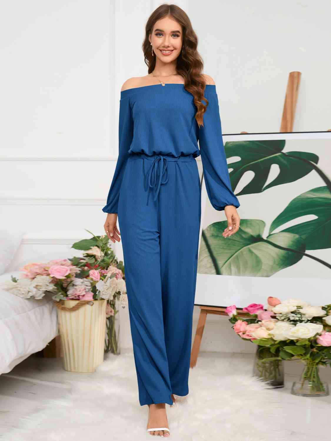 wide-leg-off-shoulder-jumpsuit - Athleuse